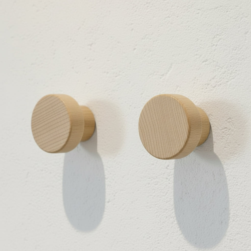 To runde knagger på en vegg